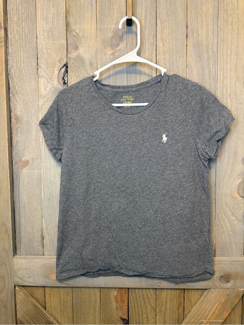 Polo by Ralph Lauren Heather Grey Crewneck Tee with Yellow Logo Print